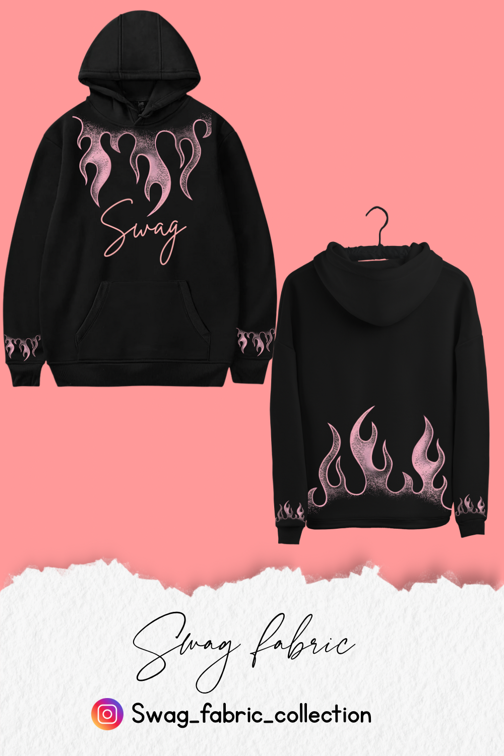 Pink Flame “Swag” Hoodie – Street Heat Edition | Swag Fabric Collection