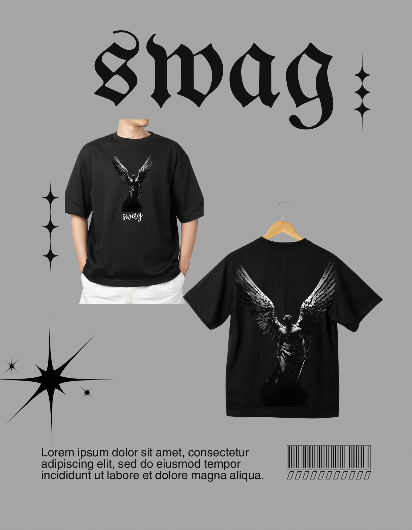 Angel Warrior “Swag” T-Shirt – Dark Streetwear Edition | Swag Fabric Collection
