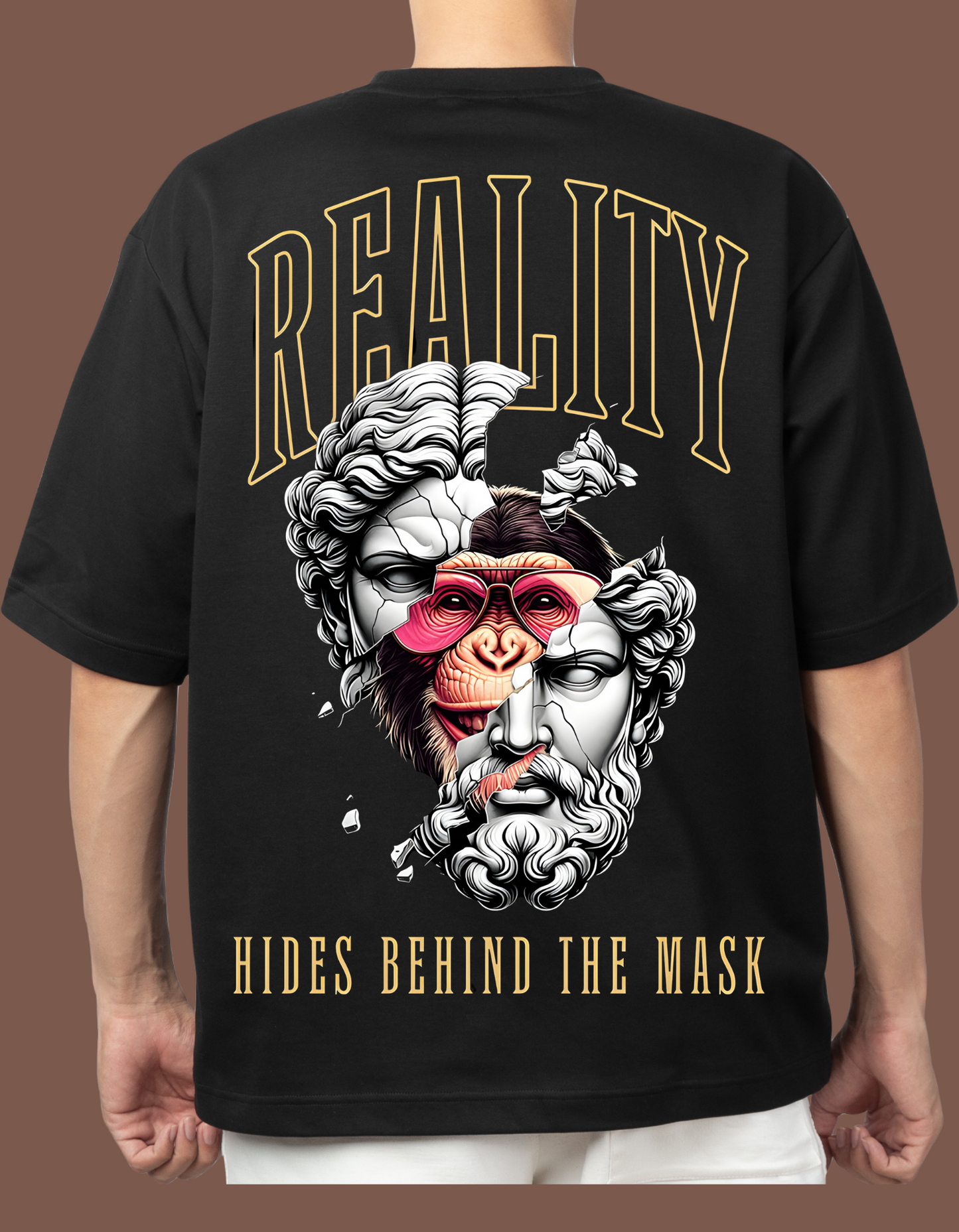Reality Mask Oversized Graphic T-Shirt – Swag Fabric Collection”