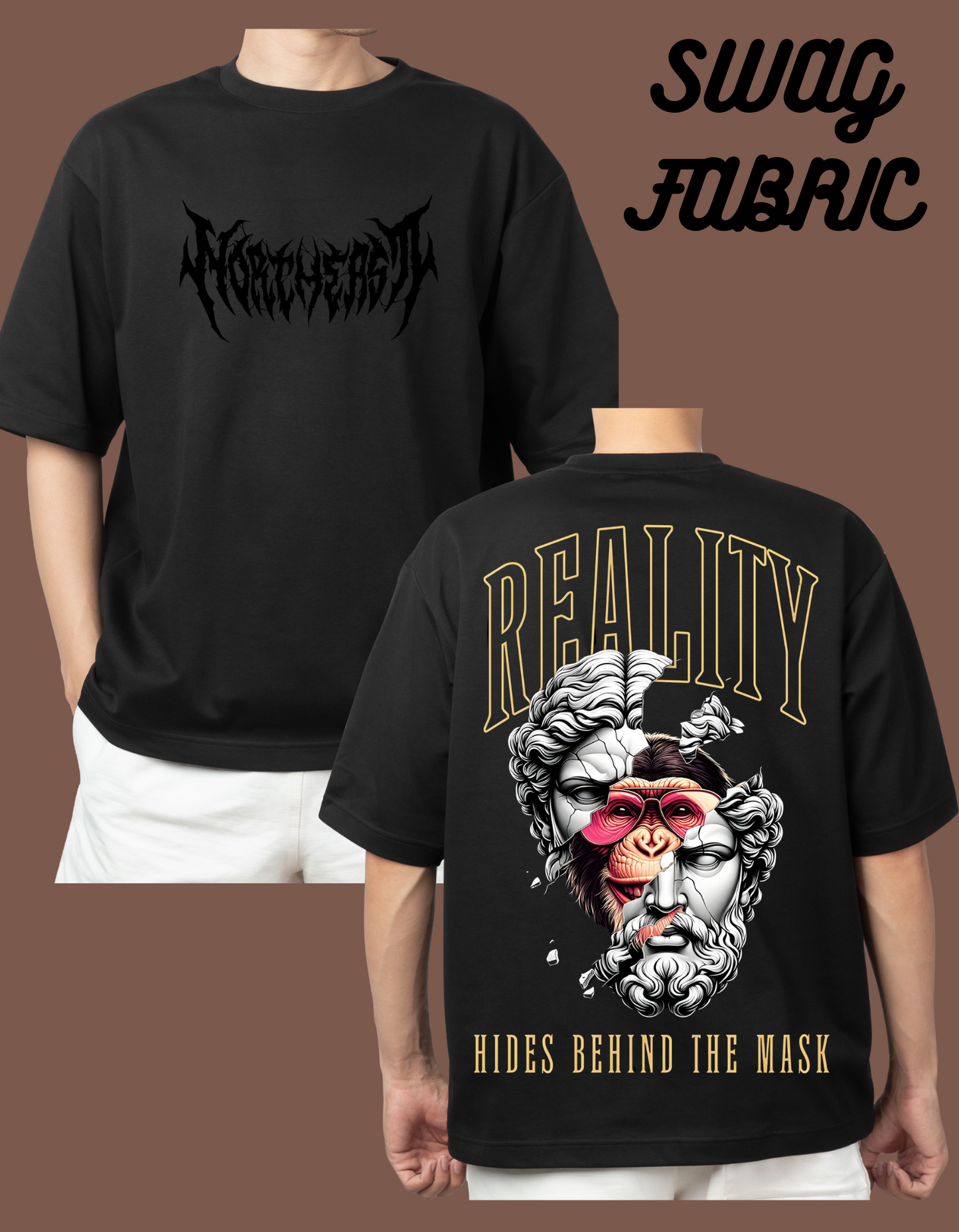 Reality Mask Oversized Graphic T-Shirt – Swag Fabric Collection”