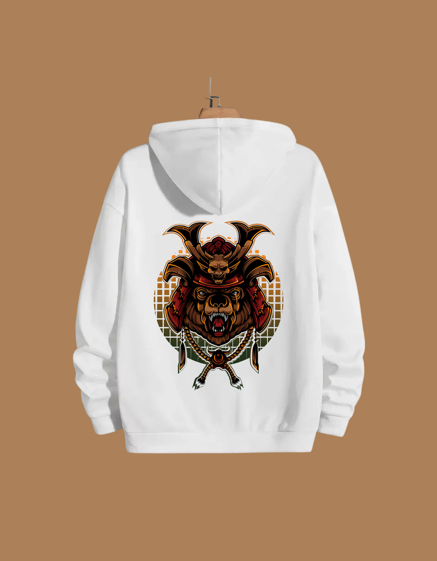 The Bear Samurai Hoodie – Warrior Edition (White Oversized)